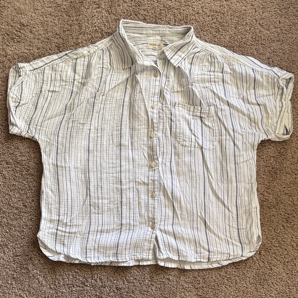 Thread & Supply Light Blue and White Striped Button Down Shirt